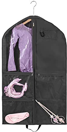 Waterproof Hanging Garment Bag,40 inch Garment Bags for Hanging Clothes,Garment Bags for Travel Storage,Dance Clothes Bag,Kids Garment Bag for Dance Costumes,Sports,Theatre,Beauty Pageants (Black)