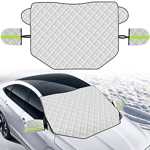 Car Windscreen Cover Magnetic, Windshield Cover Waterproof, Windscreen Protector Anti -Icer Dust UV with Two Mirror Covers (145×118cm)