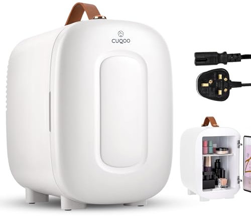 CUQOO Mini Fridge 4 Litre - Quiet AC/DC Portable Cooler & Warmer for Drinks, Skincare, Food, Compact Tabletop Design for Bedrooms, Home, Caravans & Cars, Thoughtful Gift Idea