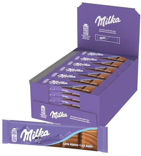 Milka - Barre de Chocolat au Lait Alpin - Snack à Emporter - Goûter Enfant et Pause Gourmande - Cacao Durable - 45 g - Présentoir de 30 unités