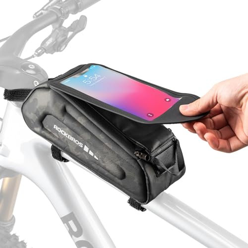 ROCKBROS Fahrradtasche Rahmentasche Wasserdicht Handytasche Touchscreen Lenkertasche für Smartphone bis zu 6,8 Zoll Montainbikes, Rennrad, Ebikes