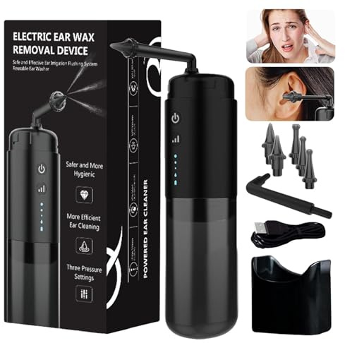 Kit per la rimozione del cerume - Pulitore elettrico per orecchie alimentato ad acqua | Lavacerume sicuro ed efficace con kit per il lavaggio 'orecchio, strumento delicato per l'irrigazione