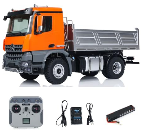 wheelfun Kabolite scala 1/14, camion ribaltabile 4x4 vite plastica 5701 arancione Dotato di motore, ESC, servocomandi, luci, suoni, radiocomando, batteria e caricabatterie