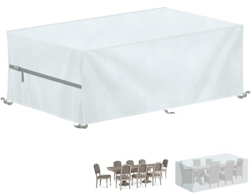 LAMUNI Housse de Jardin Exterieur Housse de Protection Salon de Jardin, 420D Oxford Bâche pour Table de Jardin Housse Table de Jardin Impermeable Housses pour Mobilier de Jardin, 260x100x80cm