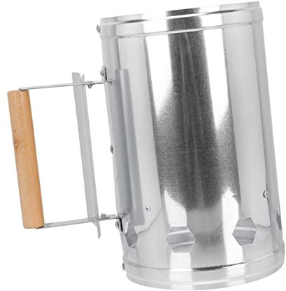 UKCOCO 1pezzi Secchio per Barbecue Attrezzo di Accensione per Esterna per Campeggio all Aperto Realizzato in Lamiera Resistente Manico in Legno Isolante Termico Ventilazione per Rapida AC