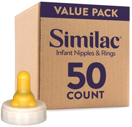 Similac Infant Nipples and Rings, Latex-Free, Disposable, Case of 50