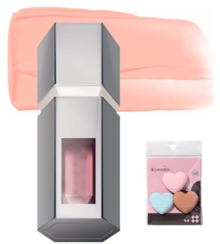 Aztk Blush Jc04 Jelly Color Liquid Blush, 2025 2 In 1 Contour Beauty Wand Liquido Waterproof, Contorno Illuminante Per Tutto Il Giorno Con Mini Piumino Per Cipria(JC05 White Peach)