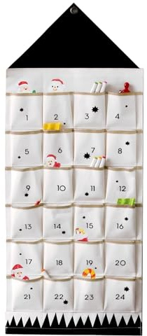 FALSKT Calendario de Adviento de Navidad de Tela 2025 Calendario de Adviento para Rellenar con 24 Bolsillos 122 * 50cm Decoración de Navidad Calendario de Advient Colgante de Tela