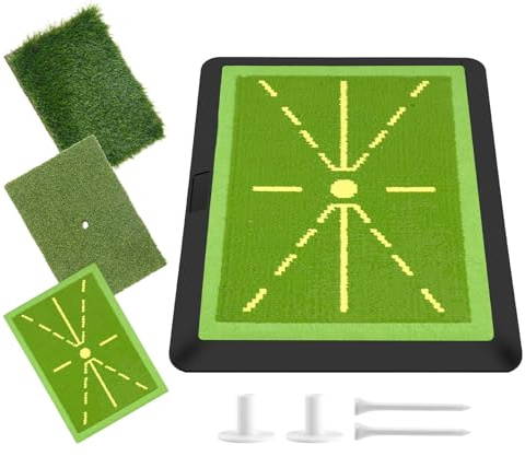 3-In-1 Golf Mat, Replaceable Golf Practice Mat for Swing Training,Golf Hitting Mat with Non-slip Rubber Base, Golf Training Aid Indoor/Outdoor