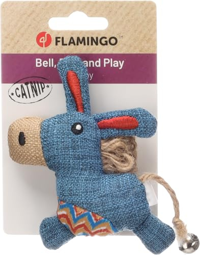Flamingo giochi per gatti – Robla – Asinello di peluche – con campanellino – con catnip – morbido e colorato – divertimento sicuro