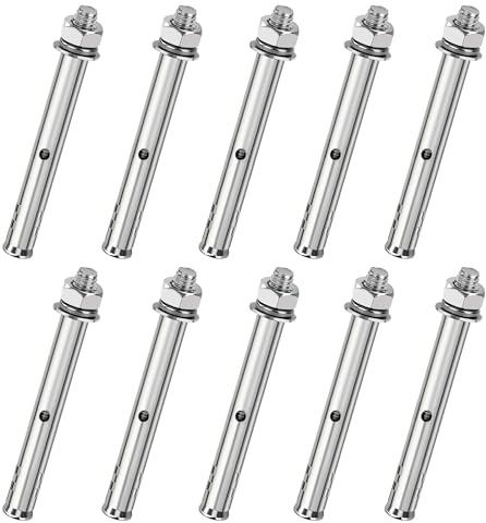 Songella Bulloni di Espansione Viti di Espansione in Acciaio Inox M10*100mm Bulloni di Ancoraggio Esagonali per Decorazione di Interni 10 Pezzi