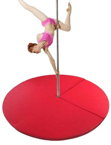 Generisk Pole-Dance-matta, tjock skyddsmatta med Pole-Dance – 200 cm vikbar säkerhetsmatta för hemmagym, yoga och lyra-hoop-skydd, perfekt för vuxna (röd, 200 x 3 cm)