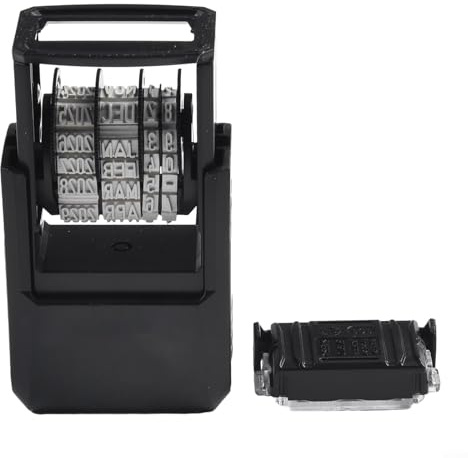Eawfgtuw For Trodat 4810 - Sello de fecha autoentintable con formato de fecha ajustable en inglés y área de impresión de 20 x 3,8 mm para estampado de documentos de oficina (calendario inglés, negro)