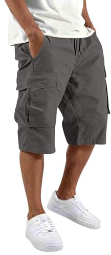 MOKBAY Cargo Short Homme Sport Elastique Militaire Pantacourt Ete Leger Court Shorts Poche Randonnée Chantier Travail Bermudas Bermuda