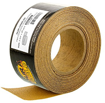 Dura-Gold Premium Gold 80 Grit PSA Longboard Sandpaper, 20 Yard Roll, 2-3/4 Wide, Self Adhesive Stickyback, Woodworking & Automotive Sandpaper Roll, Air File Sand Paper, Auto Sanding Blocks