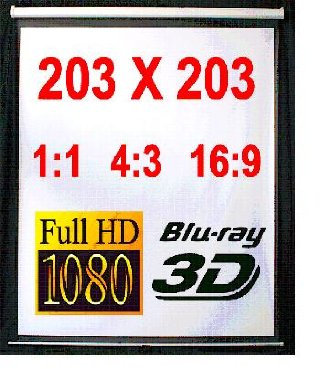 Melko Rolloleinwand für Beamer, Rollo, Heimkino, Büro, Projektoren, 203 x 203 cm, 113,7 Zoll - Ideal für HD-TV