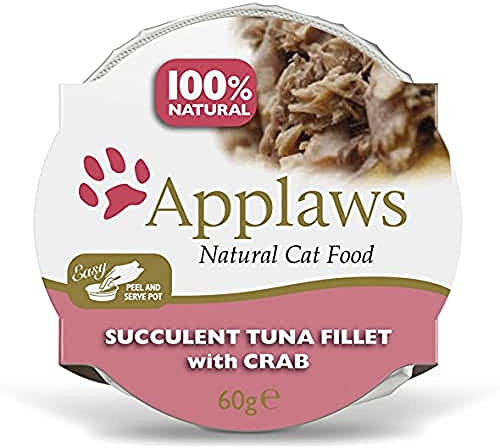 Applaws - Natural Cat Food - Filet de thon avec crabe pour chat (10X60g)