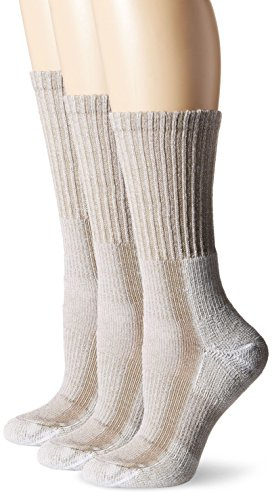 Thorlos Women's LTHW Light Hiking Thick Padded Crew Sock, Tan (3 Pack), Medium