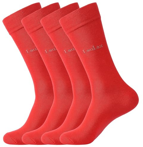 Laulax 4 Pairs Finest Combed Cotton Smooth Seamless Toe Dress Socks, Gift Set