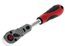 GEDORE red Gelenk-Umschaltknarre mit ergonomischem 2K-Griff, Druckknopfauslösung, Feinverzahnung mit 72 Zähnen, 1/4 Zoll, Stahlrohr, Rot/Schwarz