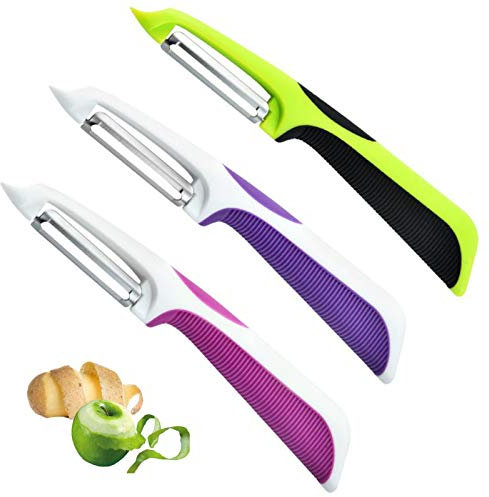Ensemble éPlucheur De LéGumes éPlucheur Pomme Professionnel Couteau à éPlucher Les Fruits éPlucheur De LéGumes Pour La Cuisine éPlucheur De Pommes De Terre En Acier Inoxydable(Rose, Violet, Vert)
