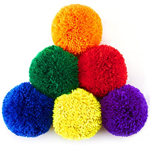 AIRUYI Weiche Fleece-Bälle, groß, 12,7 cm, Dodgeball-Spielplatzbälle, Regenbogen-Packungsgröße, für Dodge-Ball, Handball, Camps und Schulen, 6 Stück