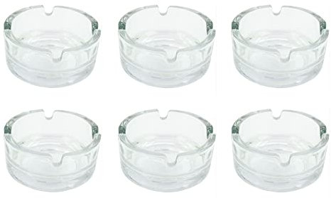 Aschenbecher Glasaschenbecher Ascher Glas stapelbar runde Ausführung für Zigaretten 6 Stück Set, Größe:Durchmesser 7 cm