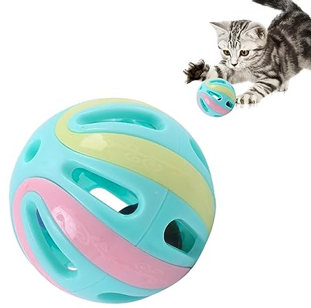 Odavom Balles pour Chat avec grelot - Cat Pounce Jingle Ball,Cloche interactif pour Chat, Boules Creuses Portables pour Chat pour Chaton d'intérieur, Petits Chats