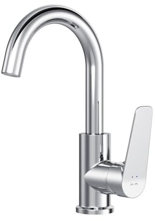 Waschtischarmatur Hoch mit Drehbarem Auslauf - Wasserhahn Bad 360° Schwenkbar - Waschtischmischer Langer Auslauf 180mm - Mischbatterie Waschbecken für Küche, Badezimmer - AM.PM Hit FTA02700, Chrom