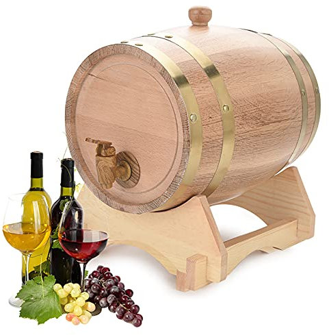 Tbest Barrica, Fass 2L, 10L Holzfass, Barril de Vino de Madera de Roble Vintage para Cerveza, Whisky, Ron, Oporto 5L