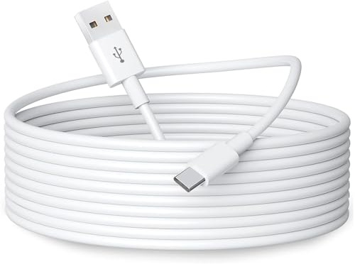 OXZEEWEE Câble d'extension d'alimentation USB C de 3 m pour caméras de sécurité ou appareils avec port USB C, câble de chargement et de synchronisation de données durable USB A vers USB C - Blanc