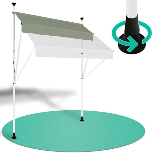 Strattore Auvent Rétractable Manuel de Jardin 300 x 120 cm Terrasse Balcon Store Banne Marquise - Hauteur réglable - sans perçage - Vert Matcha