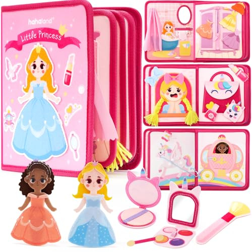 hahaland Prinzessinnen Thema Busy Board, 20 in 1 Quiet Book aus Weichem Stoff für Frühe Bildung, Schlossgeschichte Montessori Busy Book, Mädchen Spielzeug für 3 4 5 Jahr, Mädchen Geburtstags Geschenke
