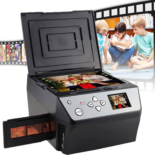 Escáner fotográfico multifunción de películas/Diapositivas/Fotos (Pantalla LCD de 5), Convierte: películas de 135 y 110/diapositivas de 35 mm + Fotos a Archivos Jpg Digitales HD de 22 MP