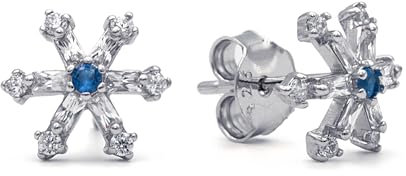 Evensee Blaue Saphir Ohrstecker mit Sechseck Form,Silber 925 Damen Ohrringe,Edle Geschenke für Frauen