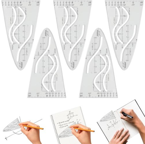 5 Stück Parabelschablone Mathe,Kurvenschablone,Parabel Lineal,Parabel Schablone,Parabel Zeichenschablone,Multifunktionales Normalparabel Schablone,Für Studenten Büro Designer Malerei