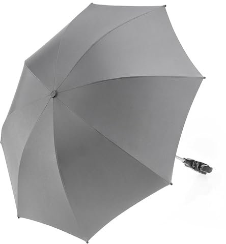 Zamboo Universal Sonnenschirm UV 50+ für Kinderwagen & Buggy | flexibler Sonnenschutz mit 73 cm Durchmesser, einfach montierbar auf Rund- und Ovalrohre - Grau
