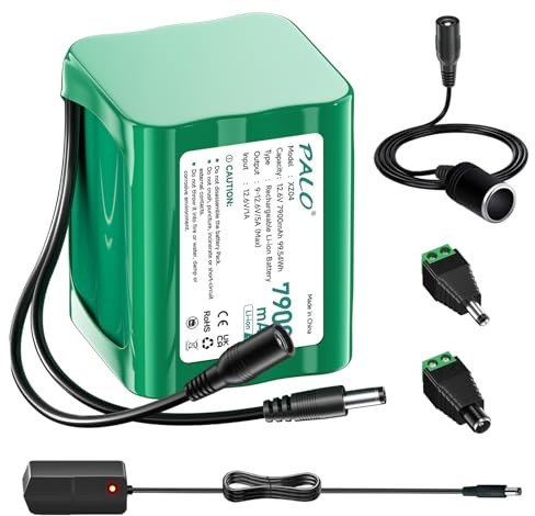 Palogreen 12.6V 7900mAh DC Batterie Rechargeable Lithium pour 12V, Batterie pour Bande LED, caméscope, caméra CCTV, DVD Portables, lecteurs MP3, lumières de pêche