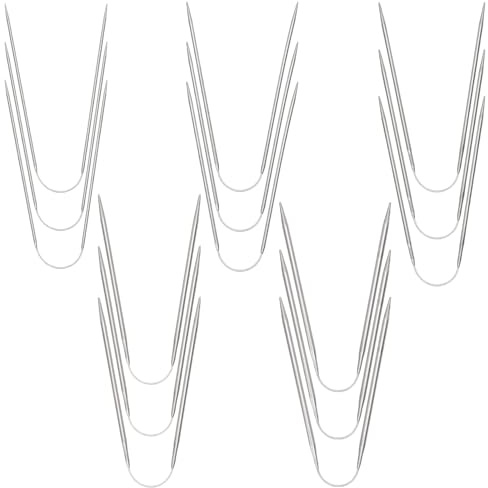 Noaxylic 15 Pezzi Ferri da Maglia, 23 cm Ferri circolari, Agujas de Tejer Circulares in Acciaio Inossidabile, 2/2,5/3/3,5/4 mm, Intercambiabili, per Calzini, Maniche, Scollature o Piccoli Progetti