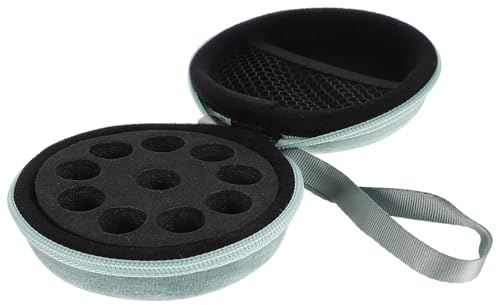 OSOLADY Organizer Porta Profumi e Oli Essenziali Tondo in Velluto Verde Struttura in Lega di Alluminio, Custodia Portatile Sacchetto a Rete per Uso Viaggio e Casa