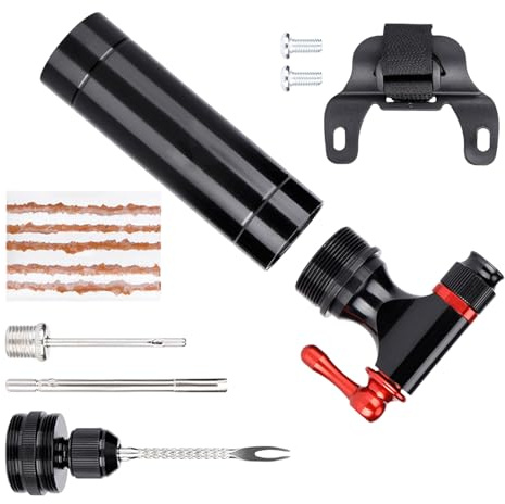 KACCDE Herramienta de parches de neumáticos de emergencia de ciclismo de múltiples usos con raspadores multifunción, pegamentos, tubos de mantenimiento, reparación de neumáticos de bicicleta, juego de