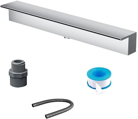 Inless stål väggmonterad kaskadfontän spill för pooler och trädgårdspo, 90 cm utomhus vattenfunktionssats för uteplatser och trädgårdar (silver)