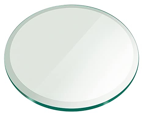 48 Inch Round Glass Table Top 1/2 Thick Tempered Beveled Edge by Fab Glass and Mirror