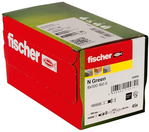 fischer 524850 Taco de Clavo Verde estándar, Greenline, 8x100/60