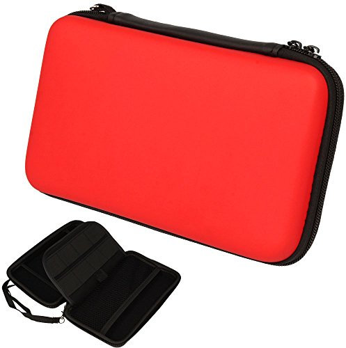 TECHGEAR Coque Nintendo 2DS XL, Étui Solide Housse de Protection/Pochette De Transport Compatible pour Nintendo 2DS XL + Jeux + Accessoires [Rouge]