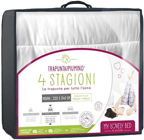 My Lovely Bed - Couette 4 Saisons - 220x240 cm - 3 en 1 (200g/m² et 300g/m² = 500g/m²) - Chaude pour l'hiver/Légère pour l'été