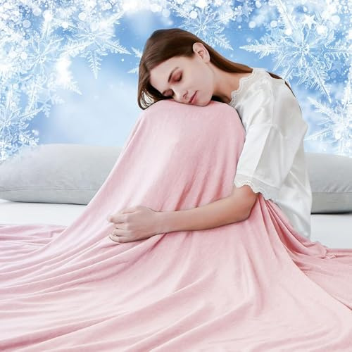 Luxear Manta Refrescante de Verano, ARC-Chill 3,0 Fibra Refrigerante Q-MAX 0,5 Manta Enfriamiento, de Doble Cara Fina Suave Transpirable Sabanas Enfriadoras, Sofa Adultos Bebés, Rosa 150 x 200 cm
