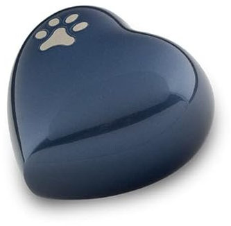 legendURN Urne Animal en Laiton 'Coeur' Bleu avec Patte | Urne Animal en Laiton 'Coeur' Bleu avec Patte | Urnes-FUNÉRAIRES.