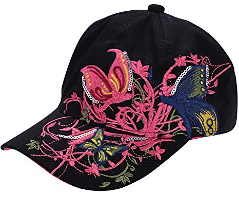 Kids Baseball Cap Girls Boys Butterfly Embrioderied Cotton Snapback Cap Adjustable Summer Sun Protection Baseball Hat Travel Beach Cap Sport Peaked Cap with Sweatband for Girls Boys 3-10 Years Old
