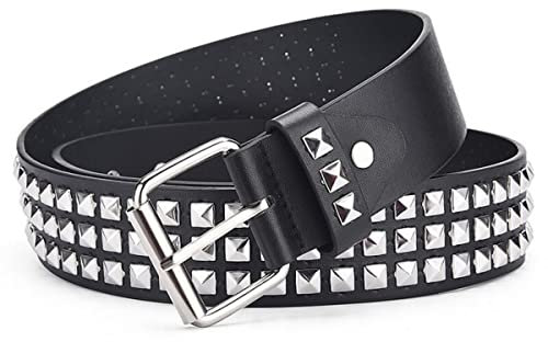 YSTrillion Pyramid Nietengürtel, Studded PU Leder Punk Metall Gürtel für Jeans, Hosen, Gothic, Rockwear, Udo Lindenberg Kostüm 110cm